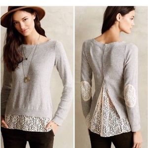Anthropologie lace parted pullover